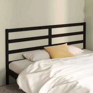 vidaXL Tăblie de pat, negru, 206x4x100 cm, lemn masiv de pin imagine