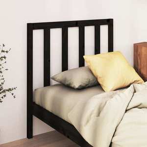 vidaXL Tăblie de pat, negru, 96x4x100 cm, lemn masiv de pin imagine