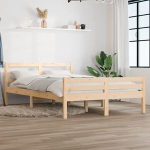 vidaXL Cadru de pat, 140x190 cm, lemn masiv de pin imagine