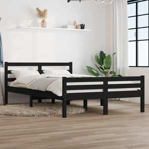 vidaXL Cadru de pat, negru, 140x200 cm, lemn masiv de pin imagine