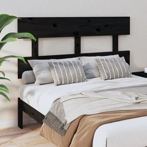 vidaXL Tăblie de pat, negru, 124x3x81 cm, lemn masiv de pin imagine