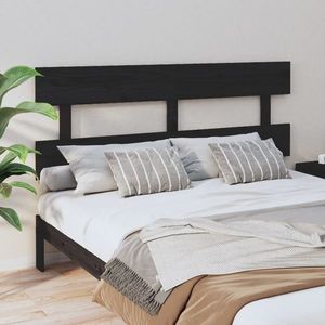vidaXL Tăblie de pat, negru, 164x3x81 cm, lemn masiv de pin imagine