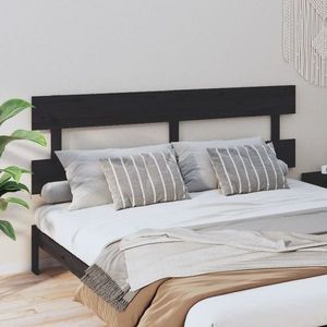 vidaXL Tăblie de pat, negru, 204x3x81 cm, lemn masiv de pin imagine