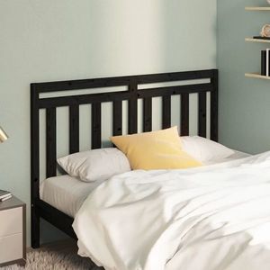 vidaXL Tăblie de pat, negru, 141x4x100 cm, lemn masiv de pin imagine