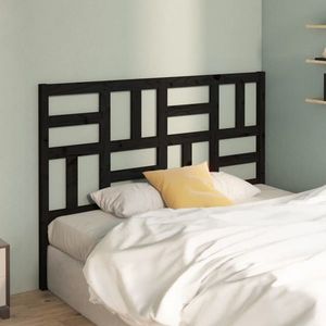 vidaXL Tăblie de pat, negru, 126x4x104 cm, lemn masiv de pin imagine