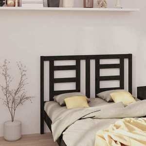 vidaXL Tăblie de pat, negru, 126x4x100 cm, lemn masiv de pin imagine