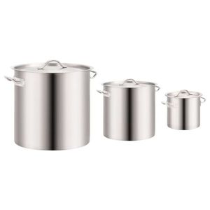 vidaXL Set oale de supă, 3 piese, 50/21/6 L, oțel inoxidabil imagine