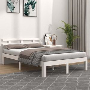 vidaXL Cadru de pat, alb, 160x200 cm, lemn masiv de pin imagine