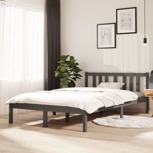vidaXL Cadru de pat, gri, 120x200 cm, lemn masiv de pin imagine