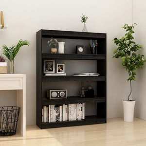 vidaXL Bibliotecă/Separator cameră negru 100x30x135, 5 cm lemn de pin imagine