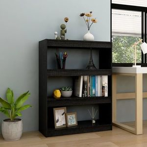 vidaXL Bibliotecă/Separator cameră, negru, 100x30x103 cm, lemn de pin imagine