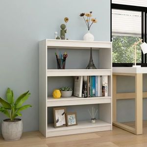vidaXL Bibliotecă/Separator cameră, alb, 100x30x103 cm, lemn masiv pin imagine