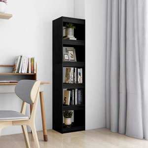 vidaXL Bibliotecă/Separator cameră negru 40x30x167, 5 cm lemn masiv pin imagine