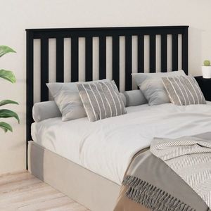 vidaXL Tăblie de pat, negru, 166x6x101 cm, lemn masiv de pin imagine