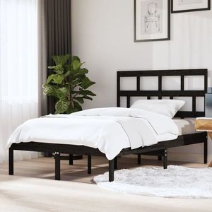 vidaXL Cadru pat, negru, 140x200 cm, lemn masiv de pin imagine