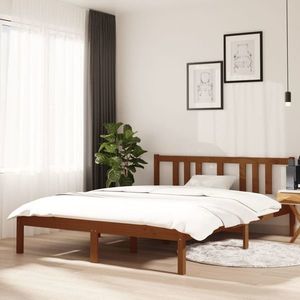 vidaXL Cadru de pat, maro miere, 140x190 cm, lemn masiv imagine
