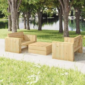 vidaXL Set mobilier de grădină, 3 piese, lemn masiv pin tratat imagine