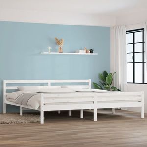 vidaXL Cadru de pat Super King, alb, 180x200 cm, lemn masiv imagine