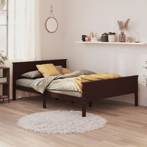 vidaXL Cadru de pat, maro închis, 140x200 cm, lemn masiv de pin imagine