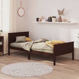 vidaXL Cadru de pat, maro închis, 100x200 cm, lemn masiv de pin imagine