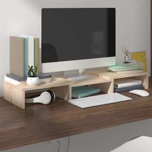 vidaXL Stand pentru monitor, 60x24x10, 5 cm, lemn masiv de pin imagine