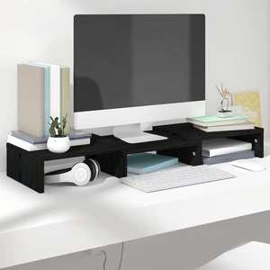 vidaXL Stand pentru monitor, negru, 60x24x10, 5 cm, lemn masiv de pin imagine