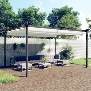 vidaXL Pavilion grădină, acoperiș retractabil, crem, 4x3 m imagine