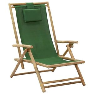 vidaXL Scaun rabatabil de relaxare, verde, bambus & țesătură imagine