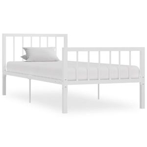 vidaXL Cadru de pat, alb, 90 x 200 cm, metal imagine