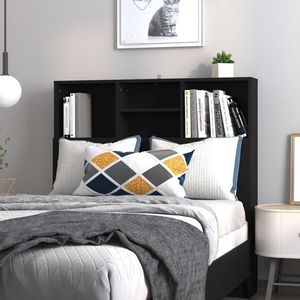 vidaXL Tăblie de pat cu dulap, negru, 100x19x103, 5 cm imagine