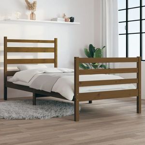 vidaXL Cadru de pat, 90x200 cm, lemn masiv de pin, maro miere imagine