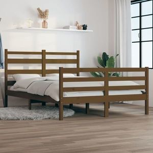 vidaXL Cadru de pat, 160x200 cm, lemn masiv de pin, maro miere imagine