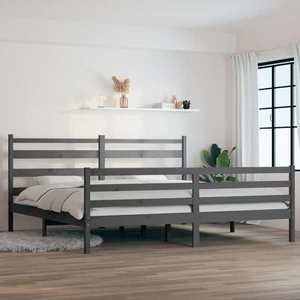 vidaXL Cadru de pat, 200x200 cm, lemn masiv de pin, gri imagine