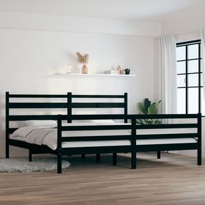 vidaXL Cadru de pat, 200x200 cm, lemn masiv de pin, negru imagine