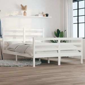 vidaXL Cadru de pat, 160x200 cm, lemn masiv de pin, alb imagine