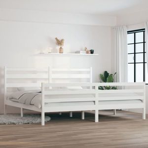 vidaXL Cadru de pat, 200x200 cm, lemn masiv de pin, alb imagine