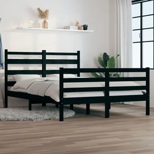 vidaXL Cadru de pat, 120x200 cm, lemn masiv de pin, negru imagine