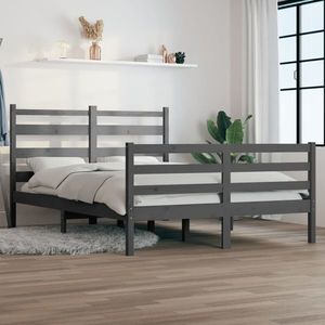 vidaXL Cadru de pat, 160x200 cm, lemn masiv de pin, gri imagine
