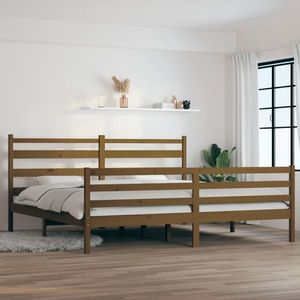 vidaXL Cadru de pat, 200x200 cm, lemn masiv de pin, maro miere imagine