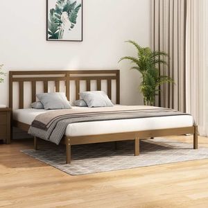 vidaXL Cadru de pat, maro miere, 200x200 cm, lemn masiv imagine