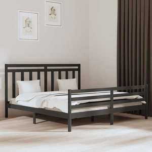 vidaXL Cadru de pat, gri , 200x200 cm, lemn masiv imagine