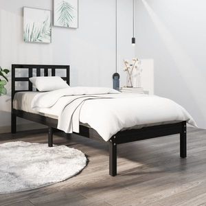 vidaXL Cadru de pat, negru, 100x200 cm, lemn masiv imagine