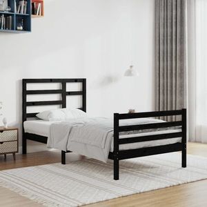 vidaXL Cadru de pat, negru, 100x200 cm, lemn masiv imagine