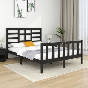 vidaXL Cadru de pat, negru, 140x190 cm, lemn masiv imagine