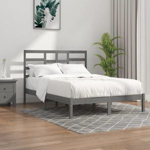vidaXL Cadru de pat, gri, 120x200 cm, lemn masiv imagine