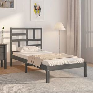 vidaXL Cadru de pat, gri, 100x200 cm, lemn masiv imagine