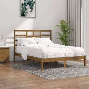 vidaXL Cadru de pat, maro miere, 120x200 cm, lemn masiv imagine