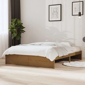 vidaXL Cadru de pat, maro miere, 140x200 cm, lemn masiv imagine