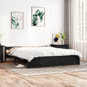 vidaXL Cadru de pat, negru, 160x200 cm, lemn masiv imagine