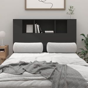 vidaXL Tăblie de pat cu dulap, negru, 120x18, 5x102, 5 cm imagine